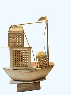 Handmade decorative bamboo Boat by Meena Devi